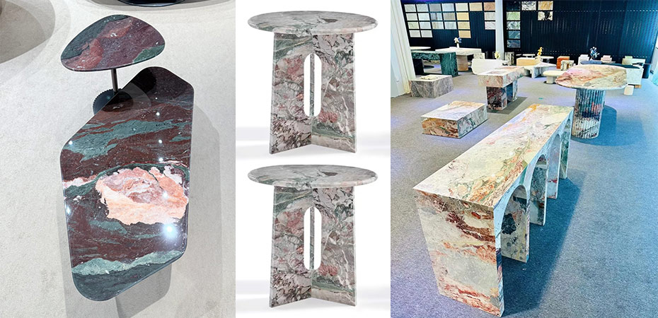 Four Seasons Green Marble Side Tables