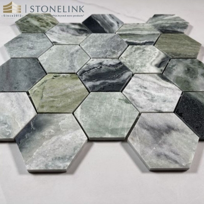 Raggio Verde hexagon marble mosaic