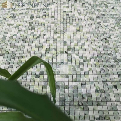 Raggio Verde square marble mosaic