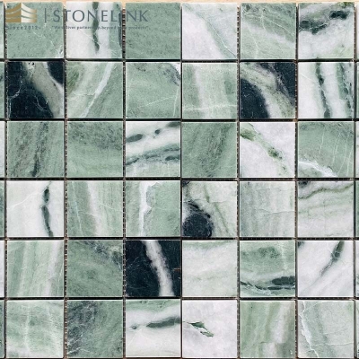 Raggio Verde square marble mosaic