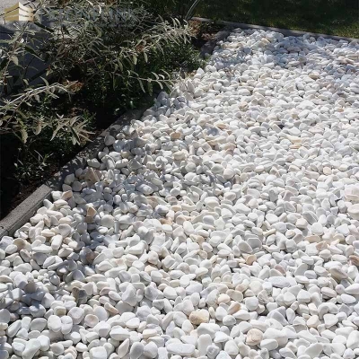 Gardening landscaping white pebble stone