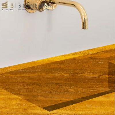 Golden travertine slab