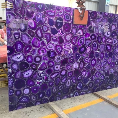 Purple semi precious agate slab