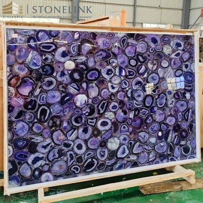 Purple semi precious agate slab