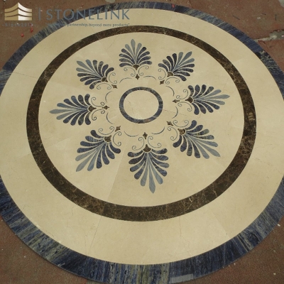 Beige marble inlay waterjet medallions