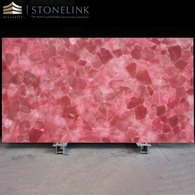 Pink crystal gemstone countertop