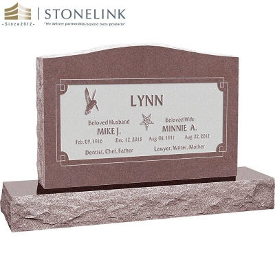 Colorful granite upright headstone