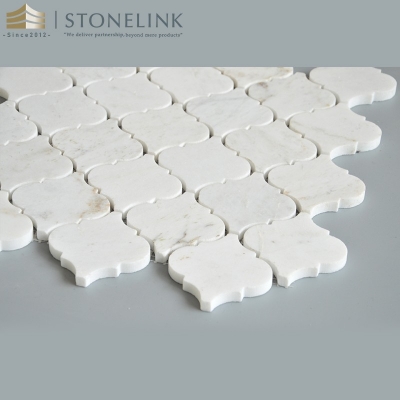 Bianco White arabesque polished marble mosaic