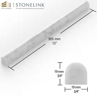 Carrara White honed marble fluted tile trim